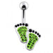 Fancy Jeweled Foot Silver Belly Ring - Monster Piercing