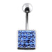 Fancy Jeweled Classical Square Silver Belly Ring - Monster Piercing