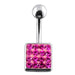 Fancy Jeweled Classical Square Silver Belly Ring - Monster Piercing