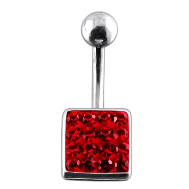 Fancy Jeweled Classical Square Silver Belly Ring - Monster Piercing