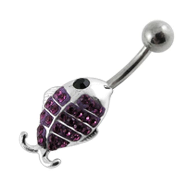 Fancy Jeweled Fish Silver Belly Ring - Monster Piercing