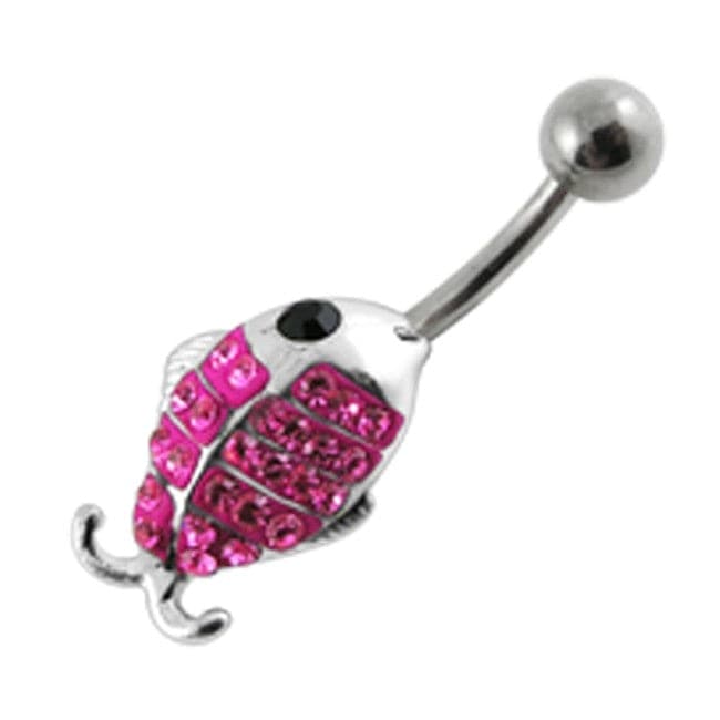 Fancy Jeweled Fish Silver Belly Ring - Monster Piercing