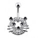 Fancy Jeweled Cat Silver Belly Ring - Monster Piercing