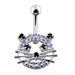 Fancy Jeweled Cat Silver Belly Ring - Monster Piercing