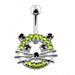 Fancy Jeweled Cat Silver Belly Ring - Monster Piercing