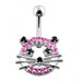 Fancy Jeweled Cat Silver Belly Ring - Monster Piercing