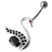 Fancy Jeweled Swan Silver Belly Ring - Monster Piercing