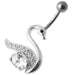 Fancy Jeweled Swan Silver Belly Ring - Monster Piercing