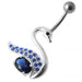 Fancy Jeweled Swan Silver Belly Ring - Monster Piercing