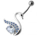 Fancy Jeweled Swan Silver Belly Ring - Monster Piercing