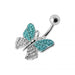 Fancy Jeweled Butterfly Silver Belly Ring - Monster Piercing