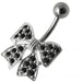 Fancy Jeweled Bow Silver Belly Ring - Monster Piercing