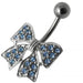 Fancy Jeweled Bow Silver Belly Ring - Monster Piercing