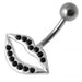 Fancy Jeweled Lip Silver Belly Ring - Monster Piercing