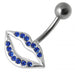 Fancy Jeweled Lip Silver Belly Ring - Monster Piercing