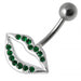 Fancy Jeweled Lip Silver Belly Ring - Monster Piercing