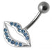 Fancy Jeweled Lip Silver Belly Ring - Monster Piercing