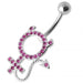 Jeweled Female Devil Silver Belly Ring - Monster Piercing