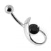 Fancy Single Stone Jeweled Silver Belly Ring - Monster Piercing