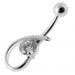 Fancy Single Stone Jeweled Silver Belly Ring - Monster Piercing