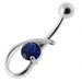 Fancy Single Stone Jeweled Silver Belly Ring - Monster Piercing