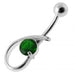 Fancy Single Stone Jeweled Silver Belly Ring - Monster Piercing