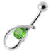 Fancy Single Stone Jeweled Silver Belly Ring - Monster Piercing