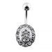 Jeweled Oval Silver Belly Ring - Monster Piercing