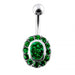 Jeweled Oval Silver Belly Ring - Monster Piercing