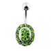 Jeweled Oval Silver Belly Ring - Monster Piercing