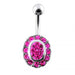 Jeweled Oval Silver Belly Ring - Monster Piercing