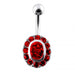 Jeweled Oval Silver Belly Ring - Monster Piercing