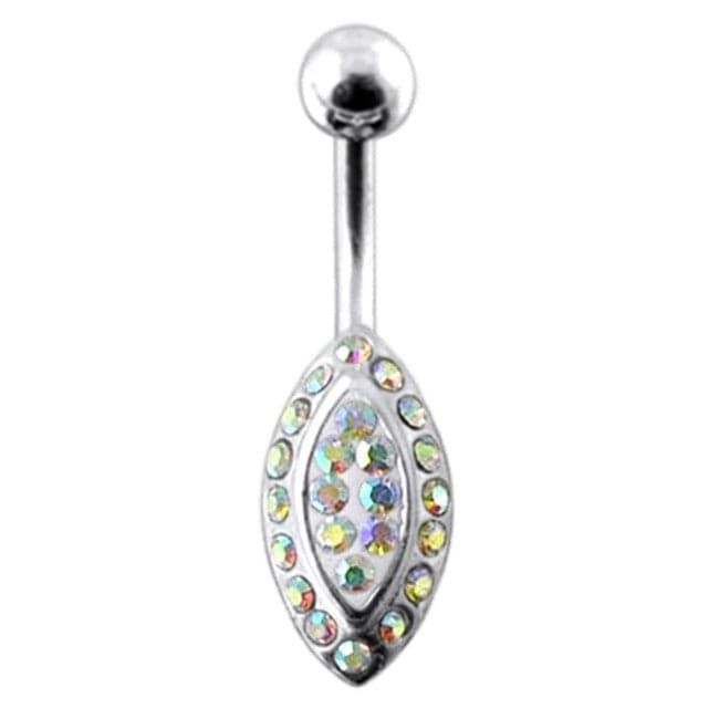 Jeweled Marquise Silver Belly Ring - Monster Piercing