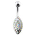 Jeweled Marquise Silver Belly Ring - Monster Piercing