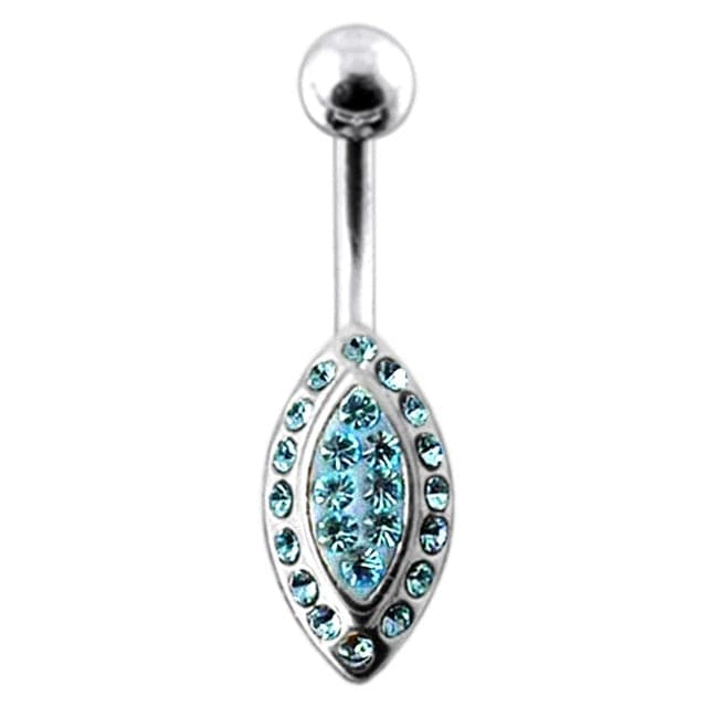 Jeweled Marquise Silver Belly Ring - Monster Piercing