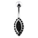 Jeweled Marquise Silver Belly Ring - Monster Piercing