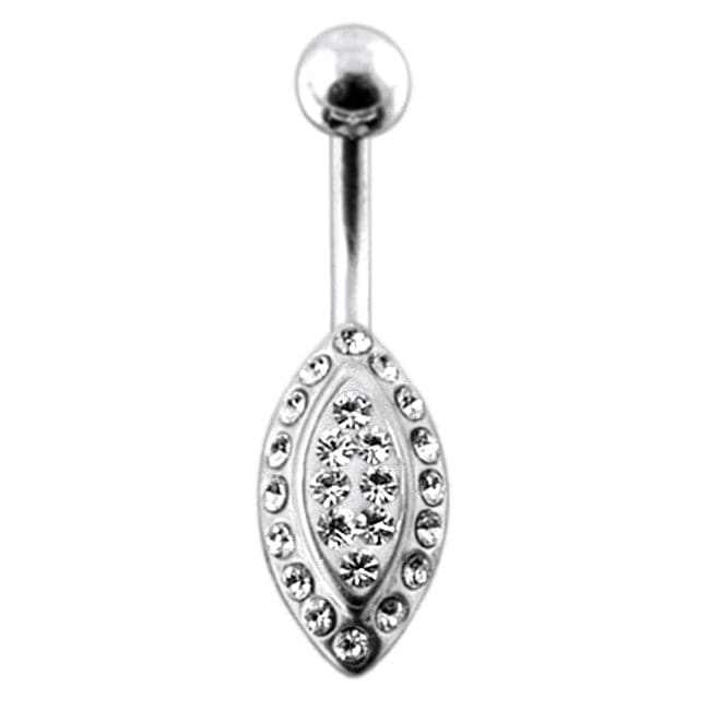 Jeweled Marquise Silver Belly Ring - Monster Piercing