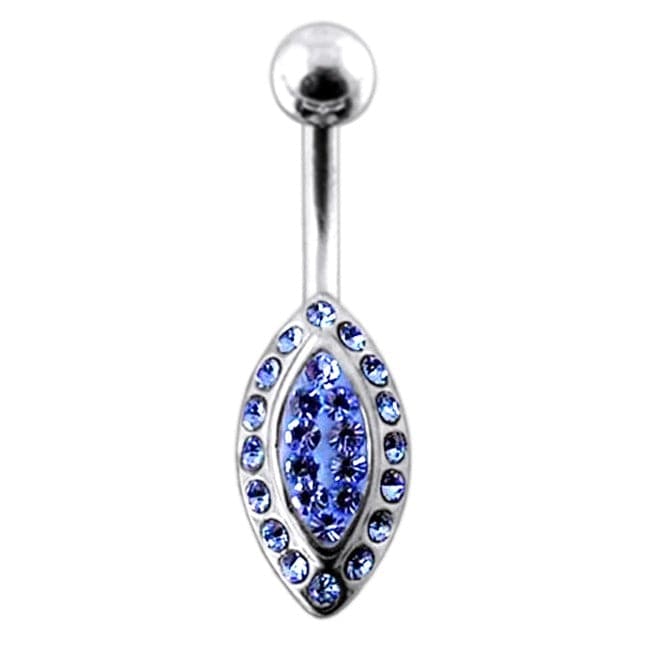 Jeweled Marquise Silver Belly Ring - Monster Piercing