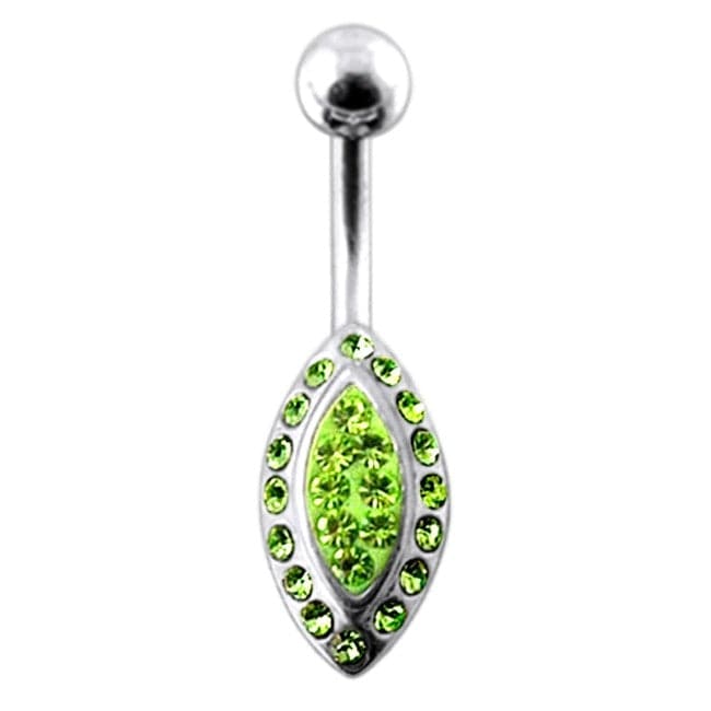 Jeweled Marquise Silver Belly Ring - Monster Piercing