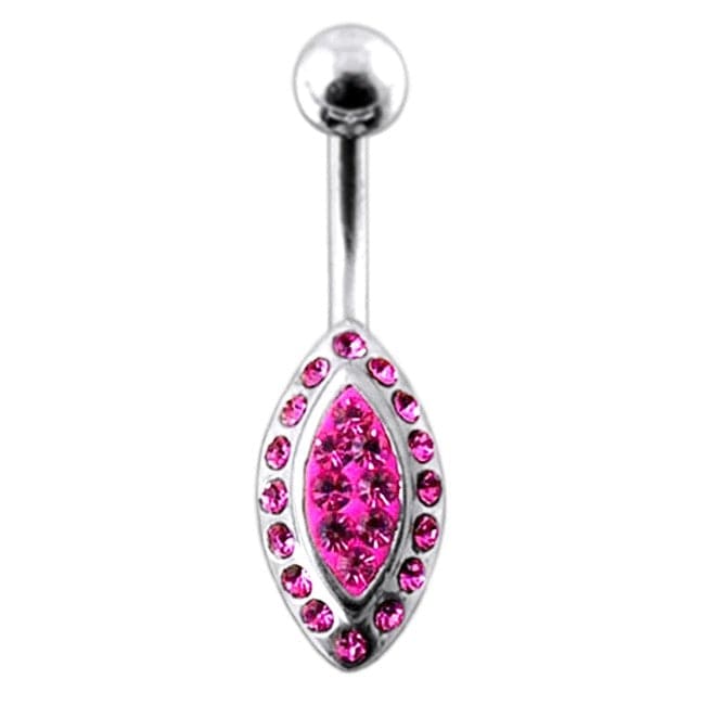 Jeweled Marquise Silver Belly Ring - Monster Piercing