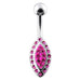 Jeweled Marquise Silver Belly Ring - Monster Piercing