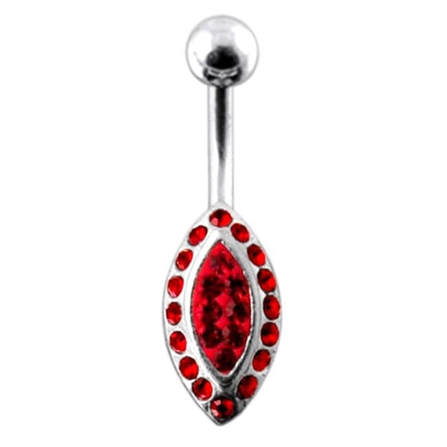 Jeweled Marquise Silver Belly Ring - Monster Piercing