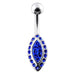 Jeweled Marquise Silver Belly Ring - Monster Piercing