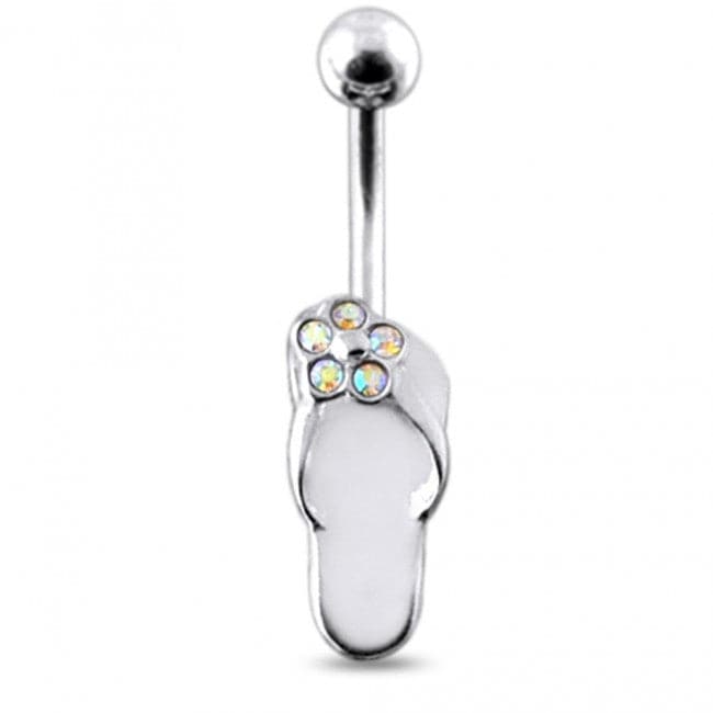 Jeweled Cat Silver Belly Ring - Monster Piercing