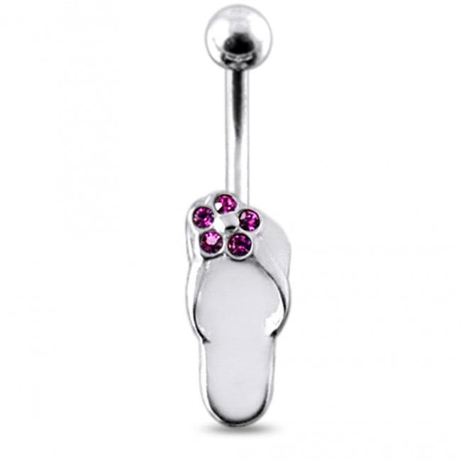 Jeweled Cat Silver Belly Ring - Monster Piercing