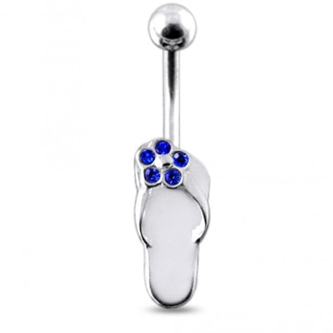 Jeweled Cat Silver Belly Ring - Monster Piercing