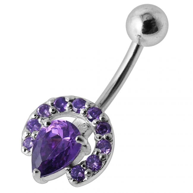 Fancy Jeweled Hoof Silver Belly Ring - Monster Piercing