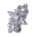 Fancy CZ Cluster Jeweled Silver Belly Banana Bar Navel Ring - Monster Piercing