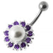 Pearl flower Silver Belly Ring - Monster Piercing