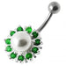 Pearl flower Silver Belly Ring - Monster Piercing